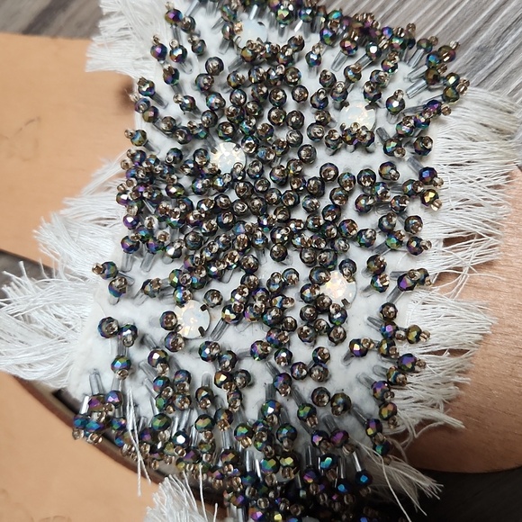 Free People Outer Banks White Beaded Women’s Slide Sandals - Picture 3 of 5